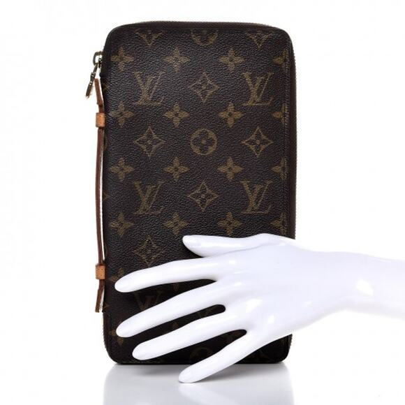 Louis Vuitton Brown Monogram Poche Escapade Wallet Zippered Travel Clutch RARE - Picture 12 of 15